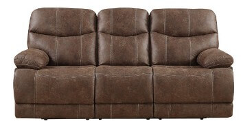 Emerald Earl Sanded Dark Brown Microfiber Reclining 3-Seat Sofa