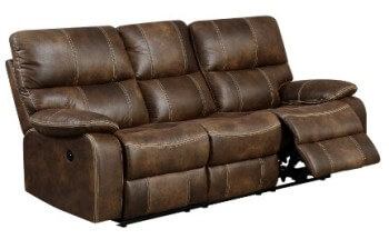 Emerald Jesse James Sanded Brown Microfiber Power Reclining 3-Seat Sofa with USB