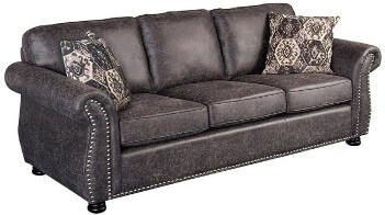 Porter Elk River Charcoal Microsuede Sofa with Nailhead Trim