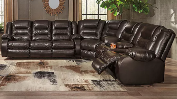 Ashley Vacherie Black Faux Leeather 3-Piece Reclining Sectional