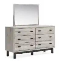 Ashley Vargas Grey Wood-Look 6-Drawer Dresser with Mirror