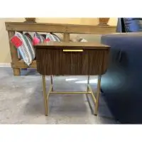 Stanley Ranger Dark Walnut & Gold 1-Drawer End Table with Reeded Accents