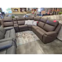 Jason Furniture Weston Dual Power Reclining 6-Piece Sectional in Splash Chocolate Microsuede