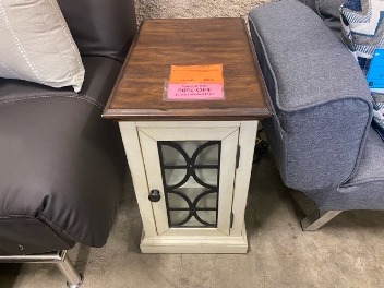 Conrad White End Table with Brown Top (blemished)
