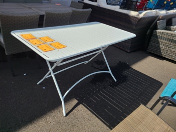 White Metal Folding Outdoor Rectangular Dining Table