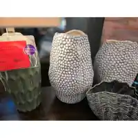 Three Hands White, Blue & Brown Large Textured Resin Vase