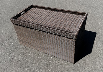 Outdoor Dark Brown PVC Wicker Tray Top Storage Coffee Table