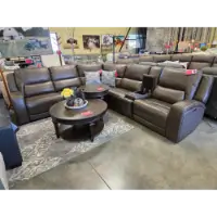 Jason Furniture William Dual Power Reclining 6-Piece Sectional in Boston Charcoal Leather