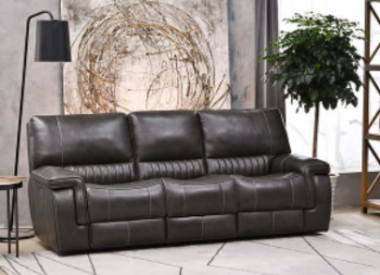 Williamton Charcoal Leather Power Reclining Sofa with Power Headrests