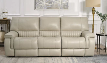 Williamton Ivory Leather Power Reclining Sofa with Power Headrests
