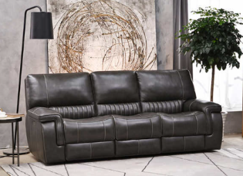Williamton Charcoal Leather Power Reclining Sofa with Power Headrests