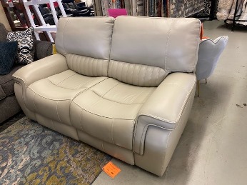 Williamton Ivory Leather Power Reclining Loveseat with Power Headrests