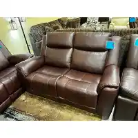 Jason Furniture Wyatt Dual Power Reclining Loveseat in Alpha Brown Leather