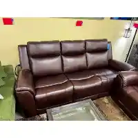 Jason Furniture Wyatt Dual Power Reclining Sofa in Alpha Brown Leather