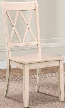 Homelegance Distressed White Side Chairs with X-Back Accents (set of 2)