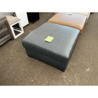 Jason Furniture York Navy Leather Storage Ottoman