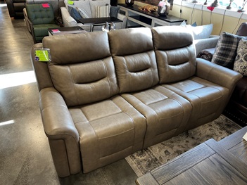 Jason Furniture Marshall Dual Power Reclining Sofa in York Taupe Leather