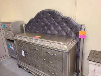 Pulaski Zarina Silver King Headboard with Tufted Accents (1 button missing)