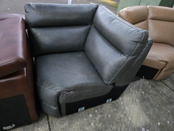 Charcoal Leather Squared Corner Chair